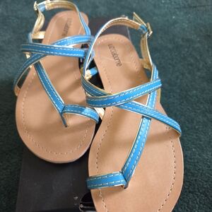 Liz Claiborne Blue and Tan Sandals